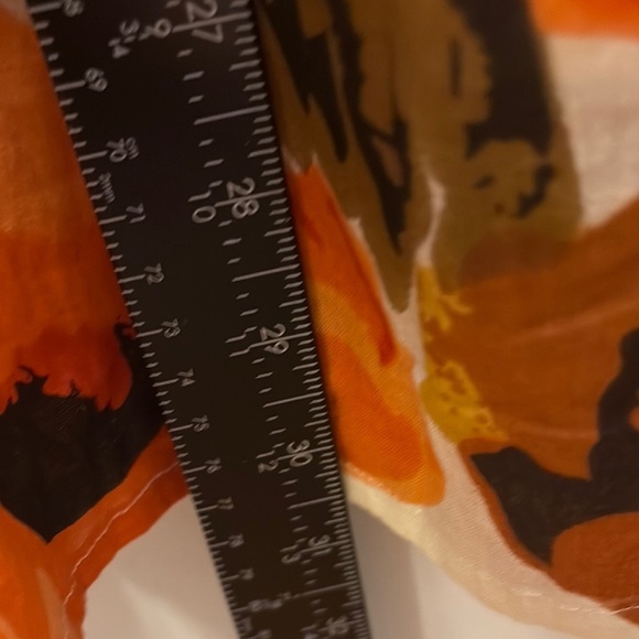 Floral‎ Y2K Style Cream and Orange Smocked Midi Dress Medium - Picture 6 of 6